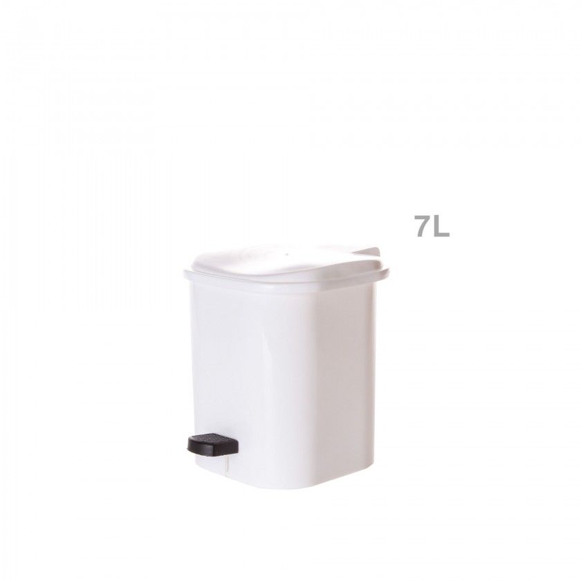 Balde com Pedal Plástico Quadrado Branco 7l 19X19X22.5cm Balde com Pedal Plástico Quadrado Branco 7l 19X19X22.5cm