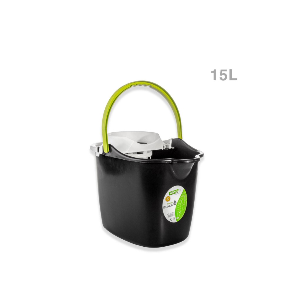 Balde com Espremedor Pl�stico Oval Preto 15l 38X28cm