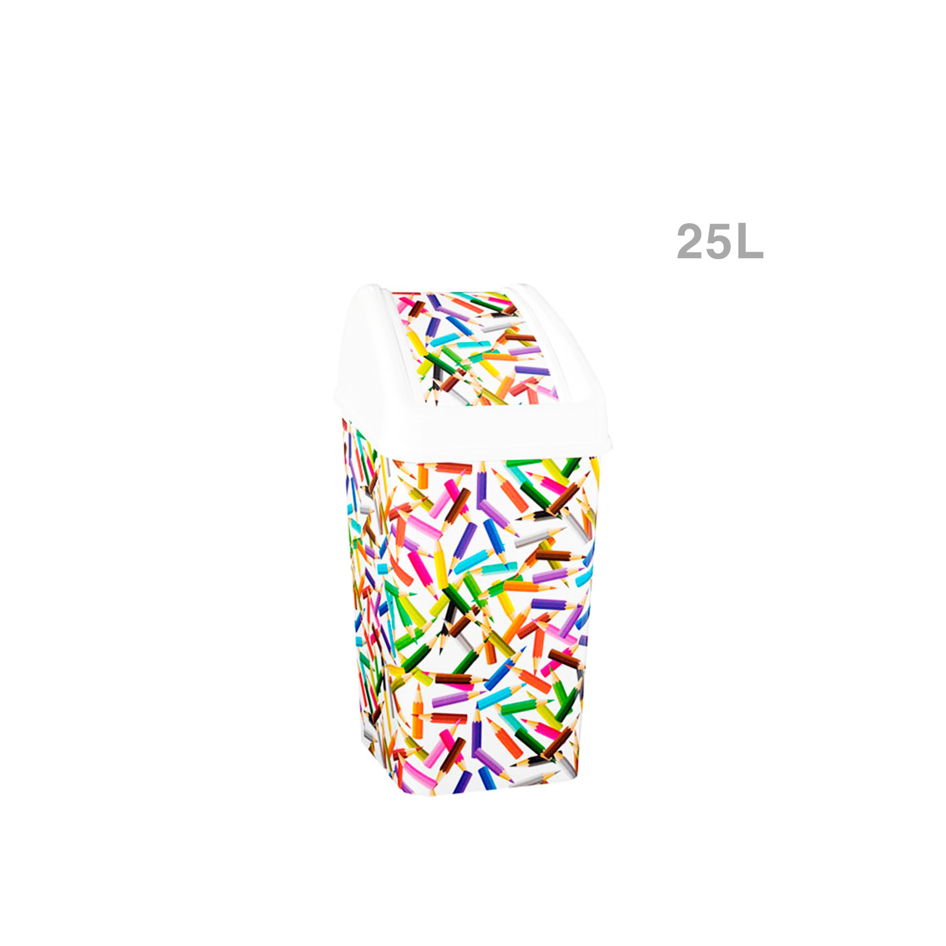 Papeleira com Tampa Basculante Quadrado Multicor 25l