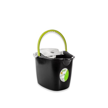 Balde com Espremedor Pl�stico Oval Preto 15l 38X28cm