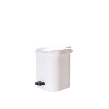 Balde com Pedal Pl�stico Quadrado Branco 7l 19X19X22.5cm