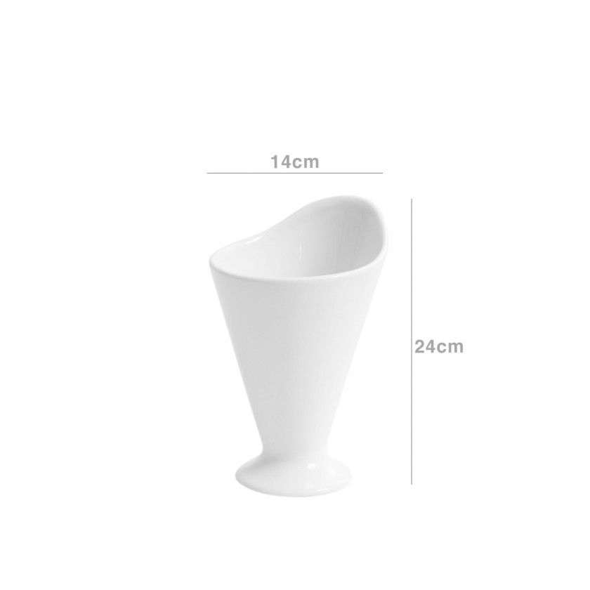 Cone Porcelana com P Branco 14X24cm