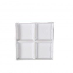 Prato 4 Compartimentos Porcelana Quadrado Branco 18.5X18.5X2cm