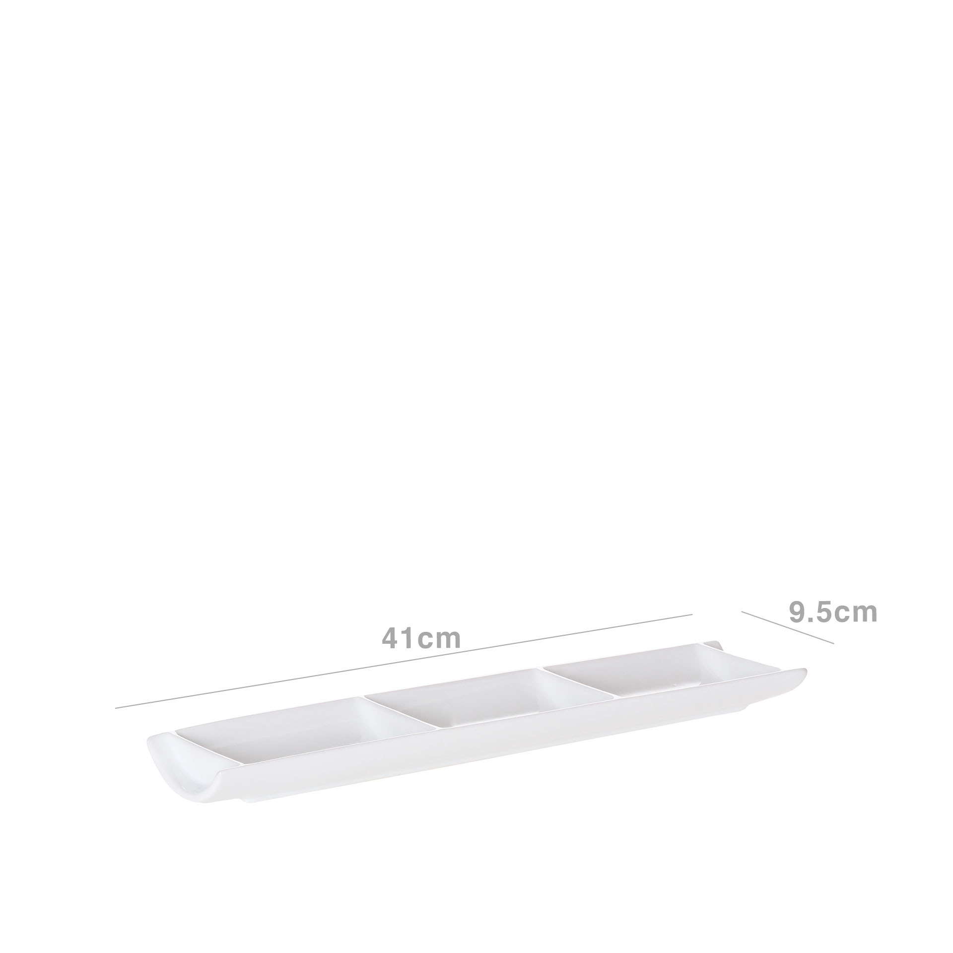 Bandeja 3 Compartimentos Retangular Branco 41X9.5X3cm