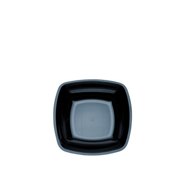 Prato Plástico Fingerfood Fundo Preto 18cm Pack 25