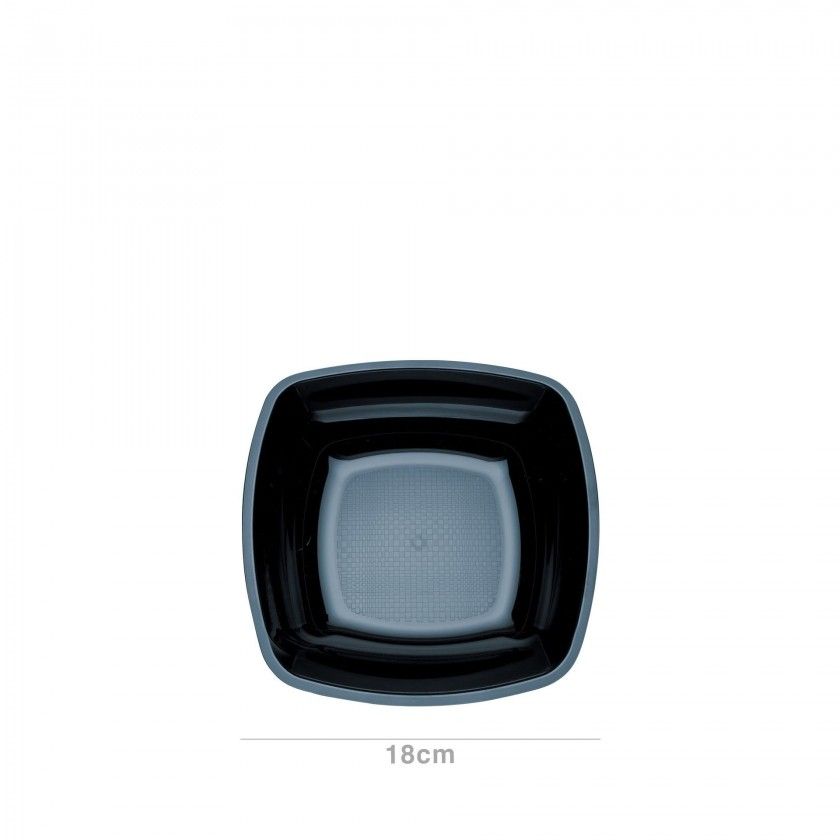 Prato Plstico Fingerfood Fundo Preto 18cm Pack 25