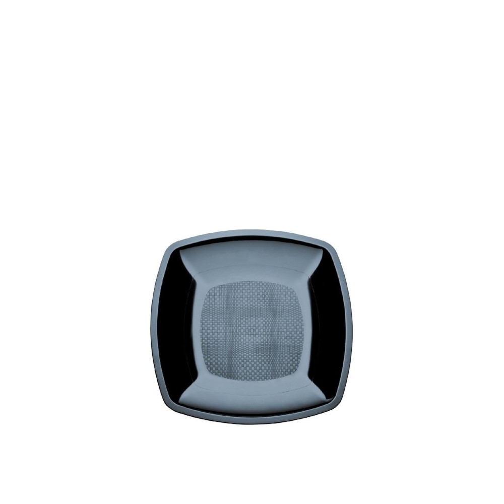 Prato Plástico Fingerfood Raso Preto 18cm Pack 25