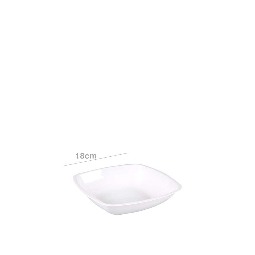 Prato Plástico Fingerfood Fundo Branco 18cm Pack 25