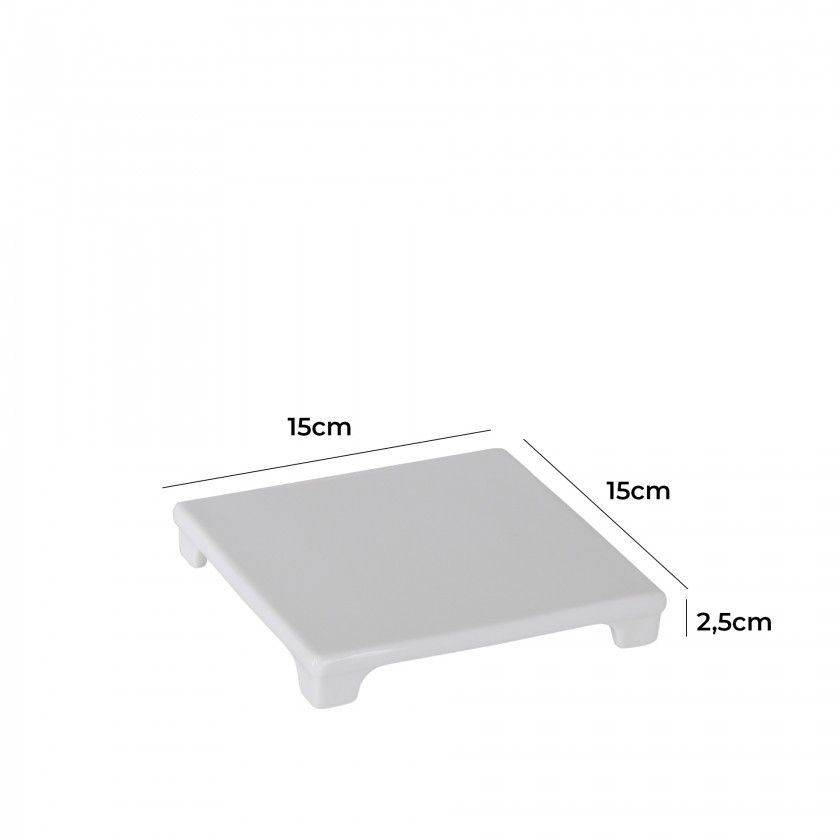 Suporte Guardanapos Plástico Branco 15X15X2.5cm Suporte Guardanapos Plástico Branco 15X15X2.5cm