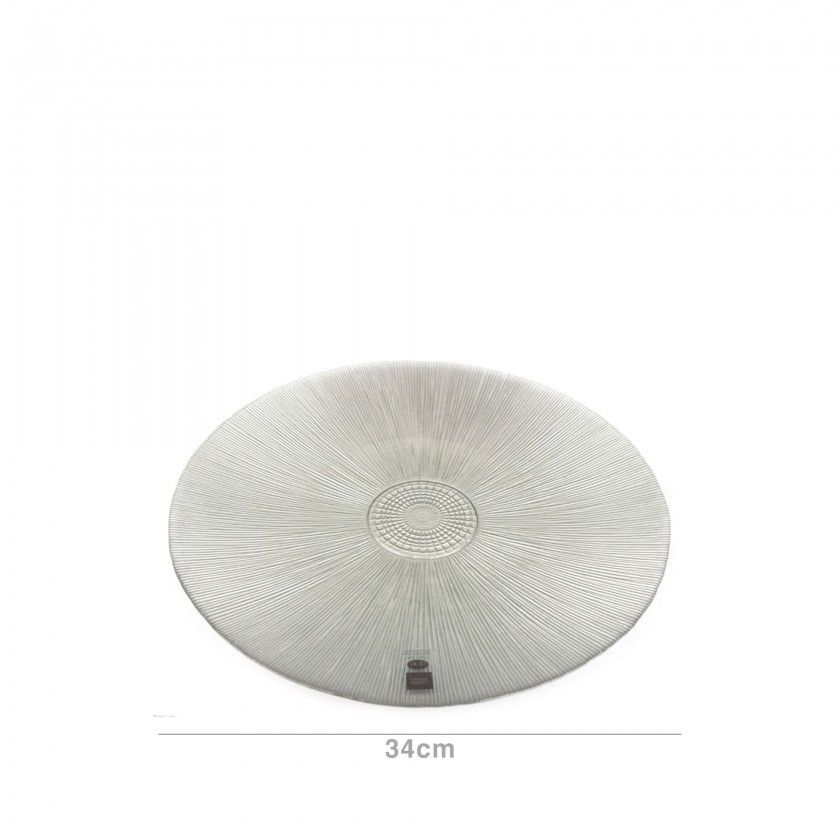 Prato Marcador Vidro Aster 34cm Prateado Prato Marcador Vidro Aster 34cm Prateado