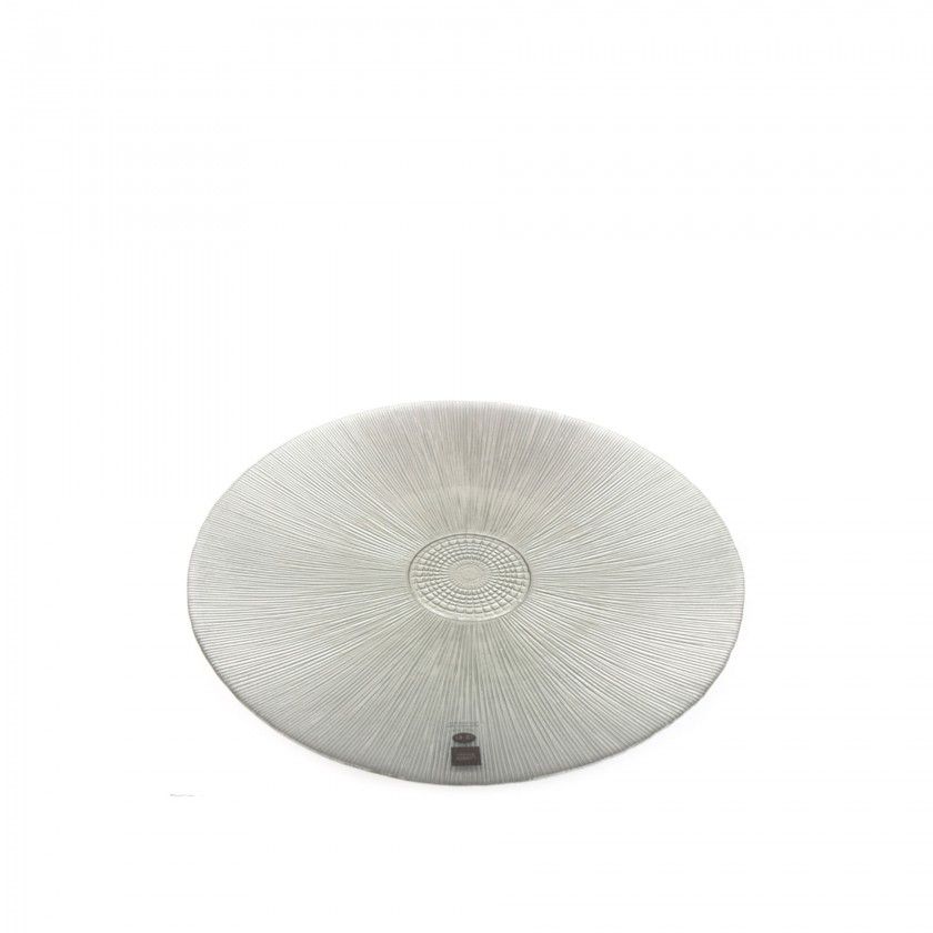 Prato Marcador Vidro Aster 34cm Prateado Prato Marcador Vidro Aster 34cm Prateado