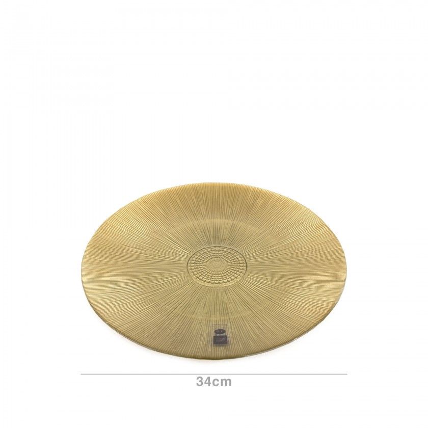 Prato Marcador Vidro Aster 34cm Dourado Prato Marcador Vidro Aster 34cm Dourado