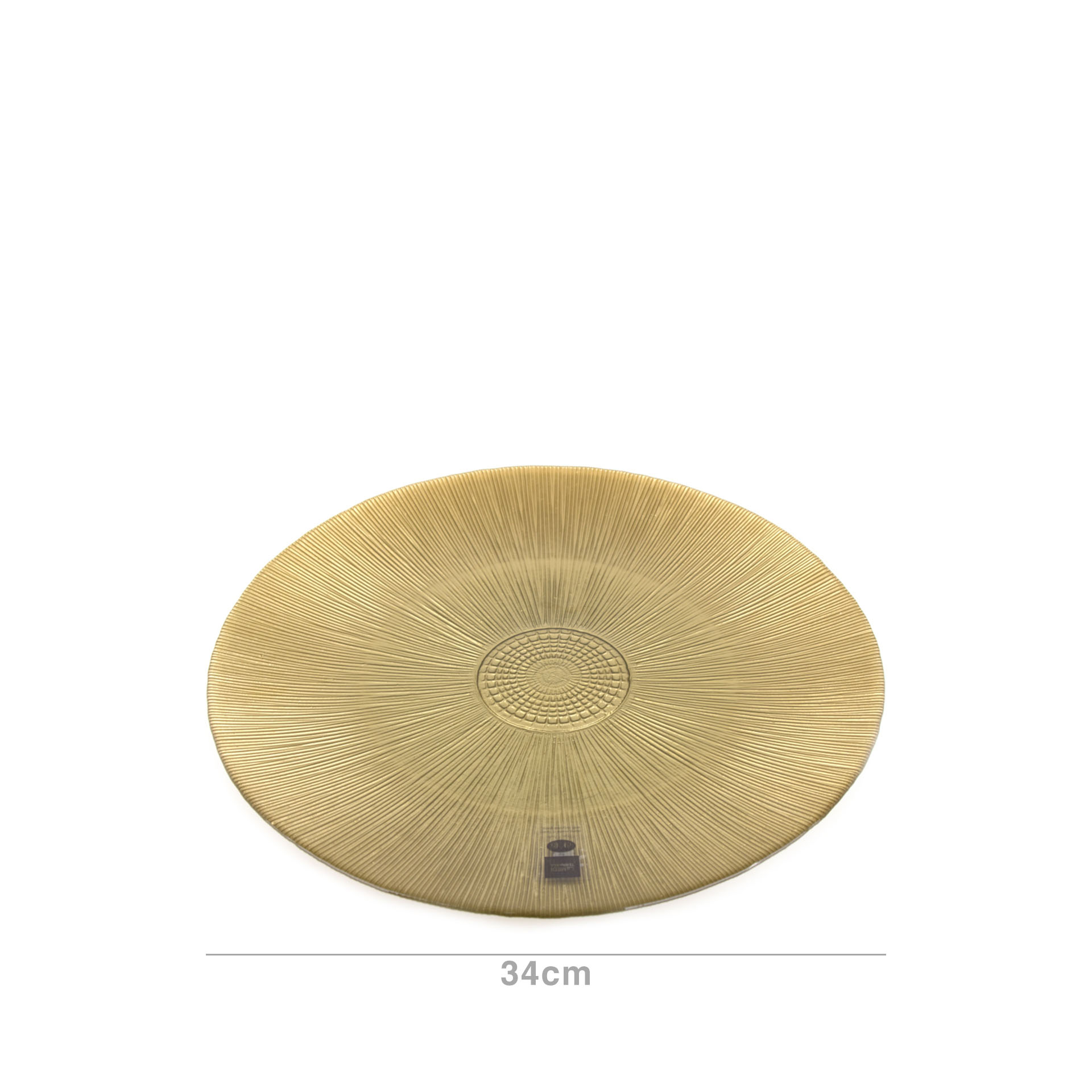 Prato Marcador Vidro Aster 34cm Dourado