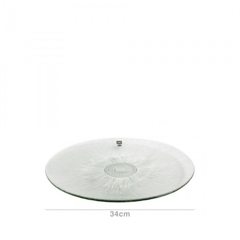 Prato Marcador Vidro Aster 34cm Prato Marcador Vidro Aster 34cm