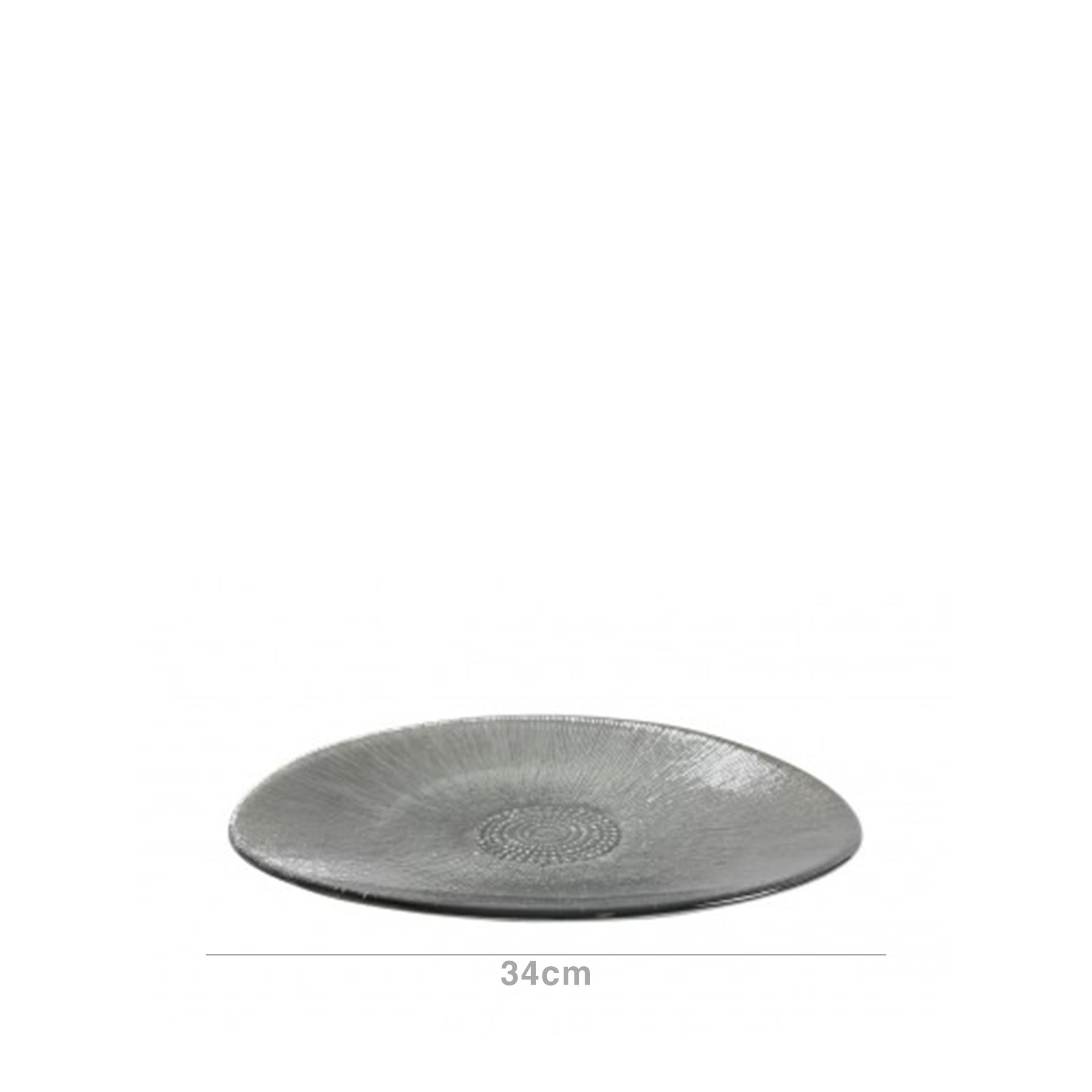 Prato Marcador Vidro Aster 34cm Cinzento