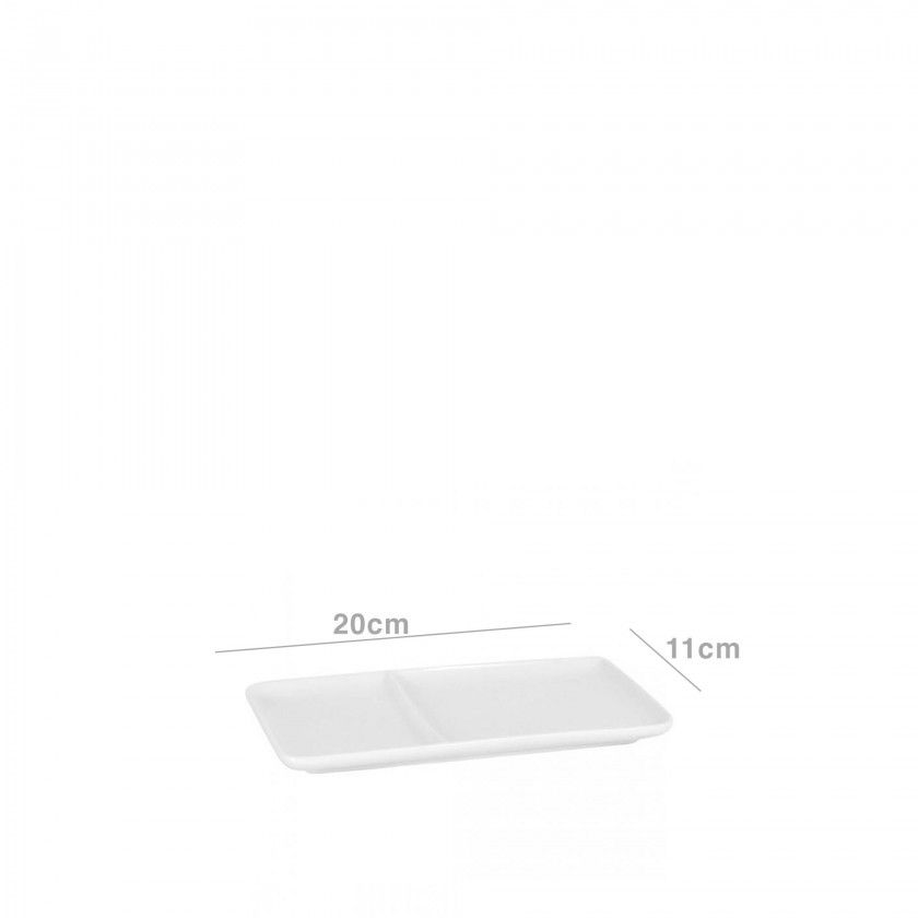 Bandeja Duplo Compartimento Branco 20X11cm Bandeja Duplo Compartimento Branco 20X11cm