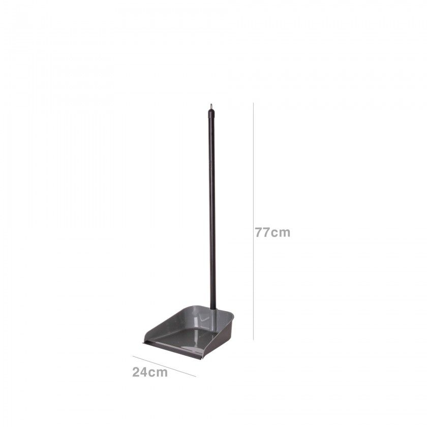 Apanhador Plástico com Cabo e Borracha Cinzento 24X77cm Apanhador Plástico com Cabo e Borracha Cinzento 24X77cm