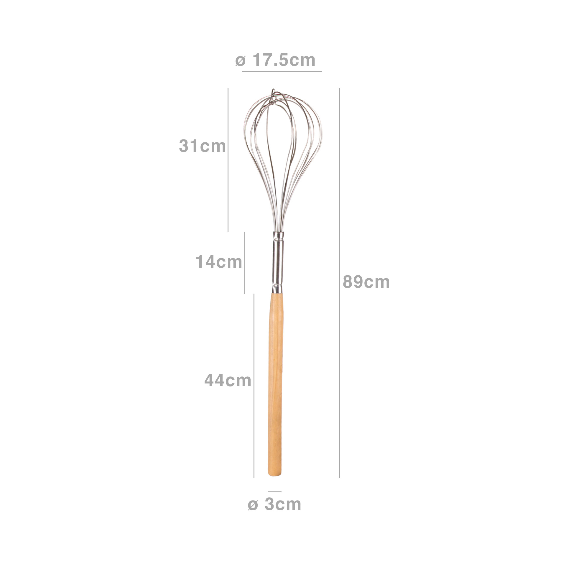 Batedor Inox Cabo Madeira Gigante 17.5X3X89cm