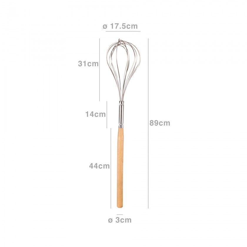 Batedor Inox Cabo Madeira Gigante 17.5X3X89cm Batedor Inox Cabo Madeira Gigante 17.5X3X89cm