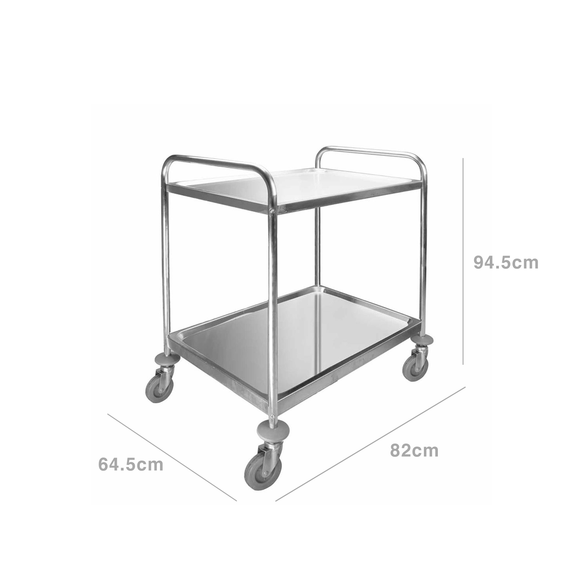 Carro Serviço Desmontável Inox 2 Bandejas 82X64.5X94.5cm