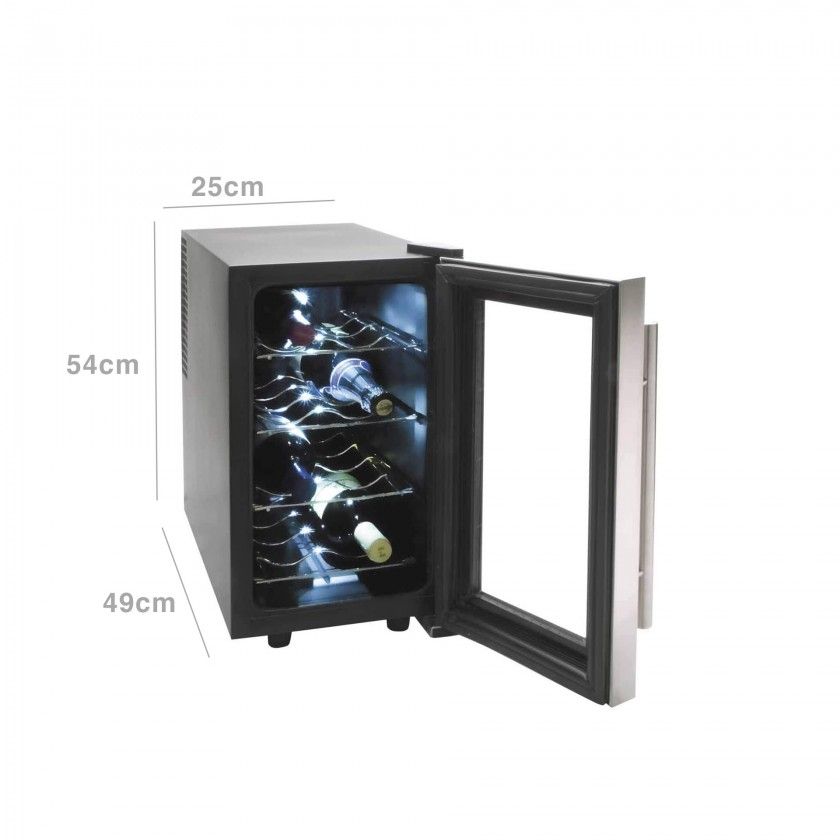 Frigorífico Inox para 8 Garrafas 70W 25L 25X49X54cm Frigorífico Inox para 8 Garrafas 70W 25L 25X49X54cm