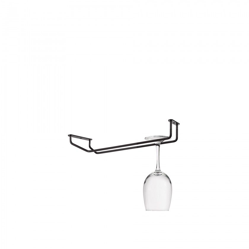 Suporte Copos Aço Cromado Preto 34X10cm Suporte Copos Aço Cromado Preto 34X10cm