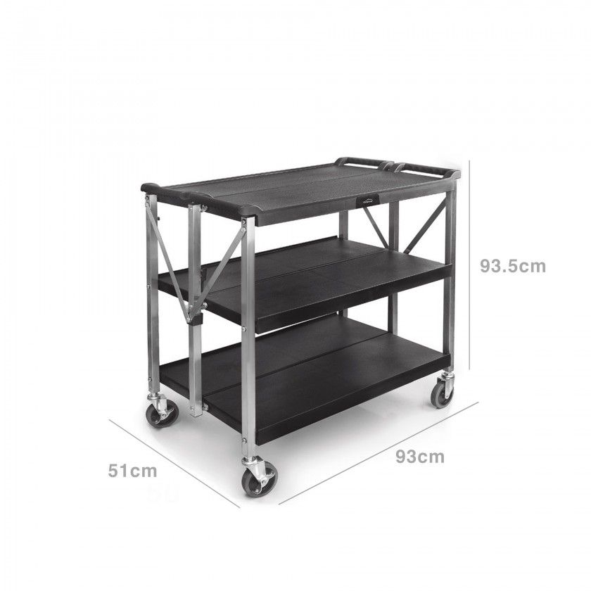 Carro Servi�o Dobr�vel Inox 3 Bandejas 93X51X93.5cm