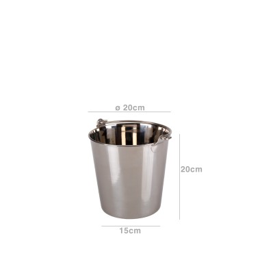 Balde Gelo Inox com Asa Redondo 4600ml 20X20cm