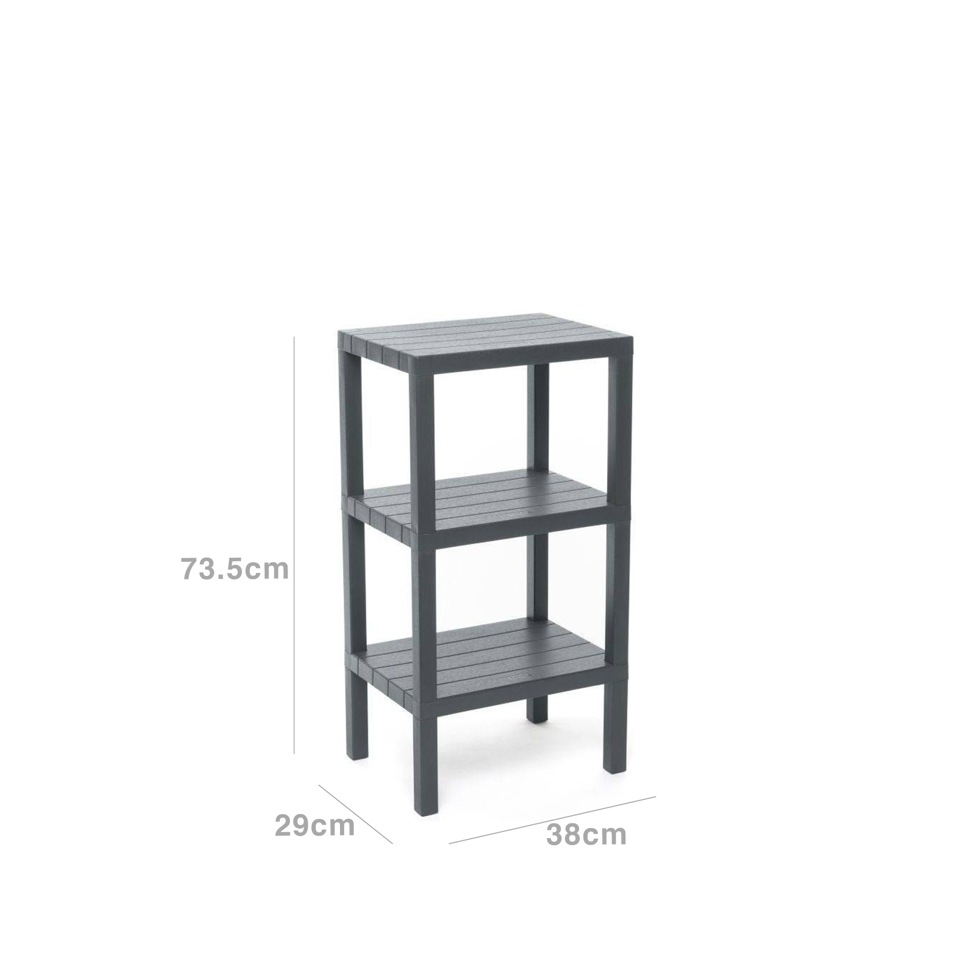 Prateleira Lombok 3 Estantes Cinza 38X29X73.5cm