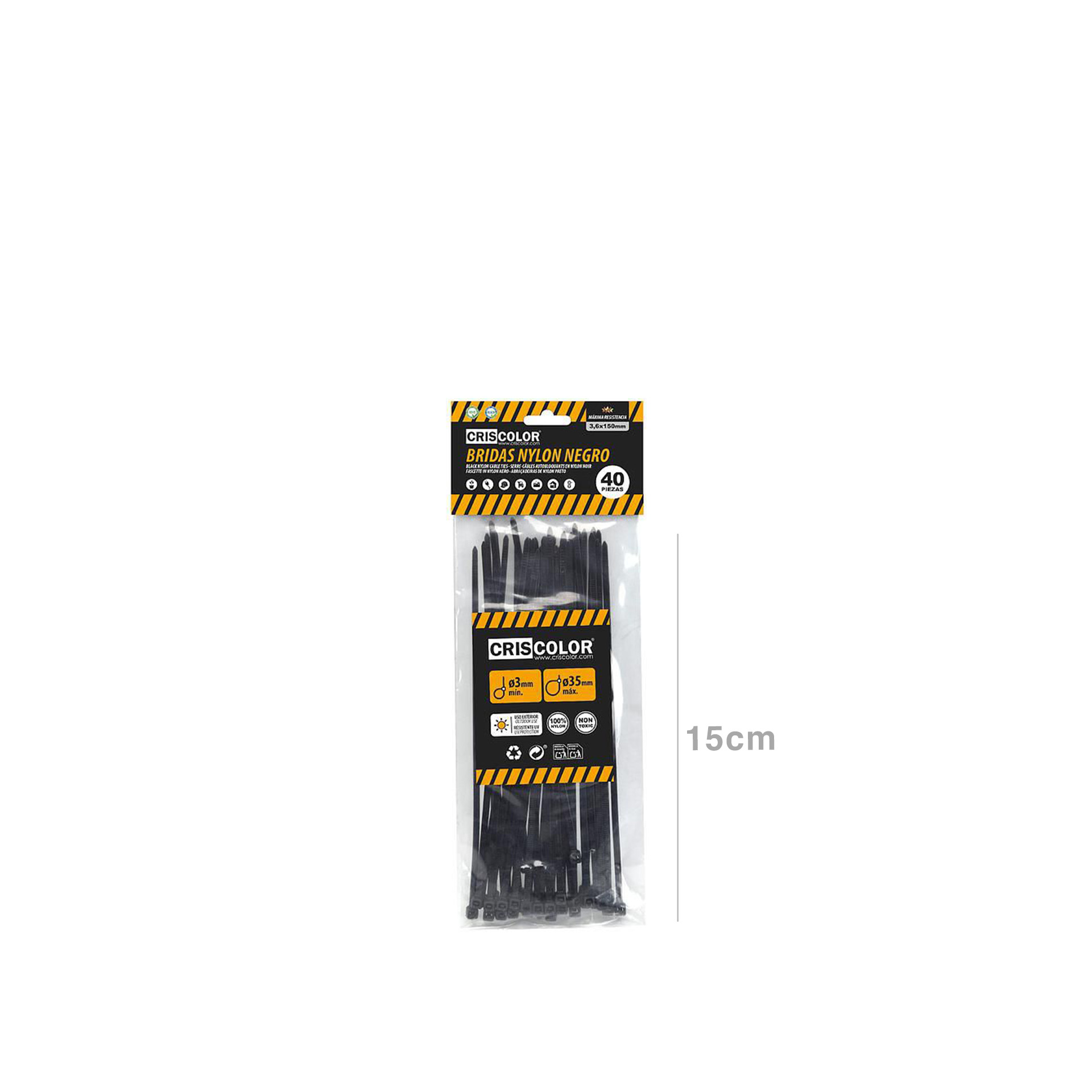 Abraçadeira Nylon Preto 3.6X150mm Pack 40