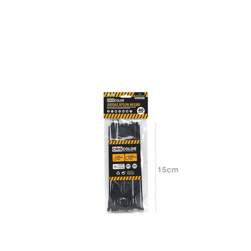 Abraçadeira Nylon Preto 3.6X150mm Pack 40 Abraçadeira Nylon Preto 3.6X150mm Pack 40
