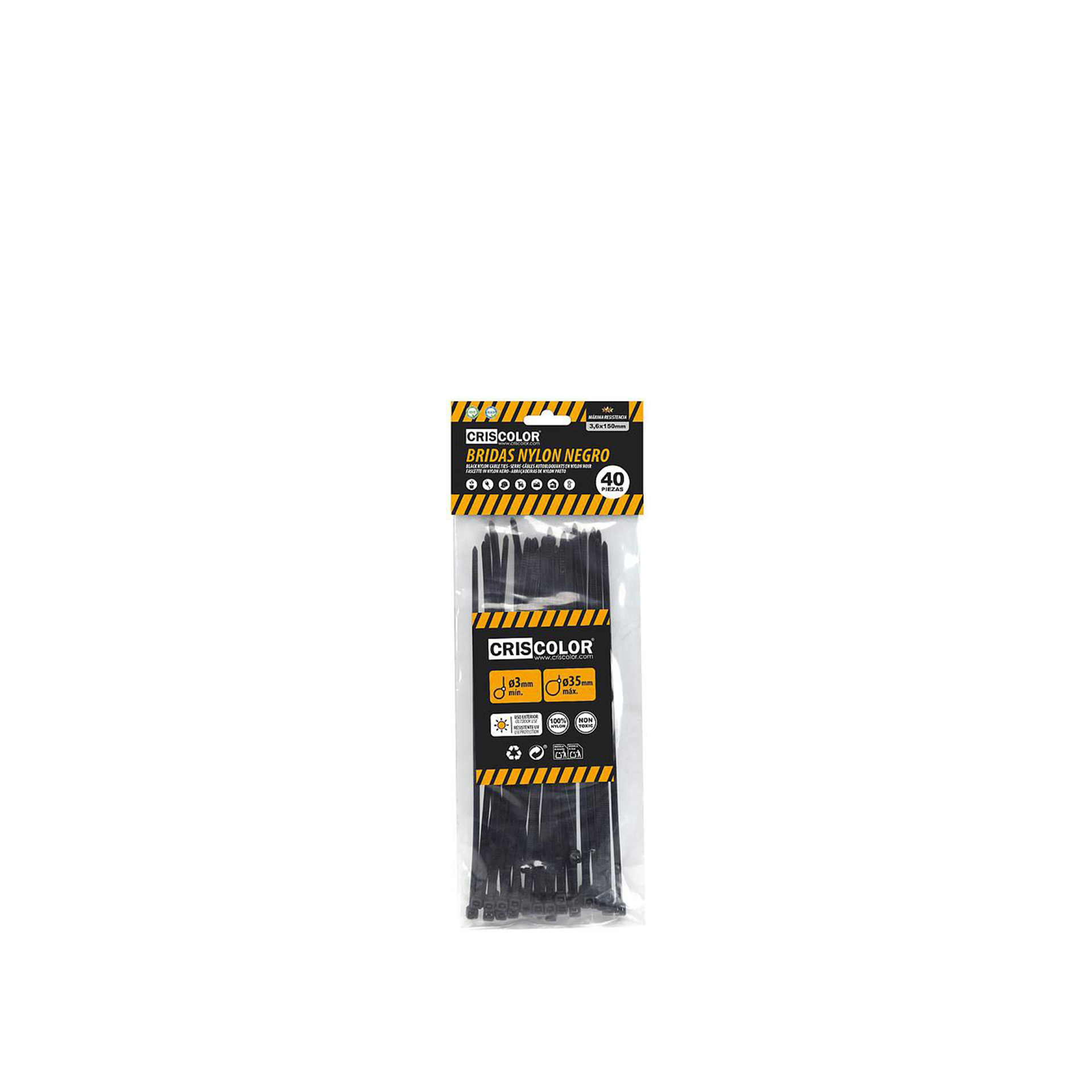 Abraçadeira Nylon Preto 3.6X150mm Pack 40