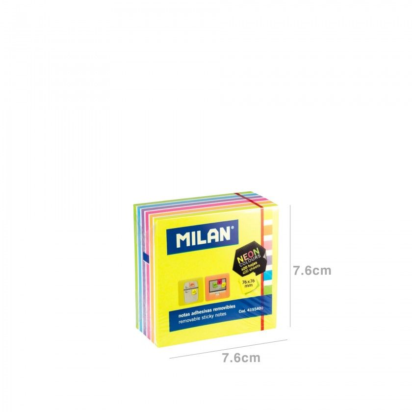 Bloco Notas Aderentes Milan Fluo Multicor 400 Folhas 76X76mm Bloco Notas Aderentes Milan Fluo Multicor 400 Folhas 76X76mm