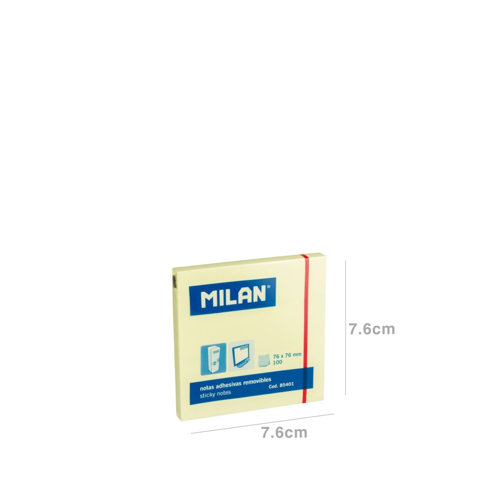 Bloco Notas Aderentes Milan Amarelo 100 Folhas 76X76mm