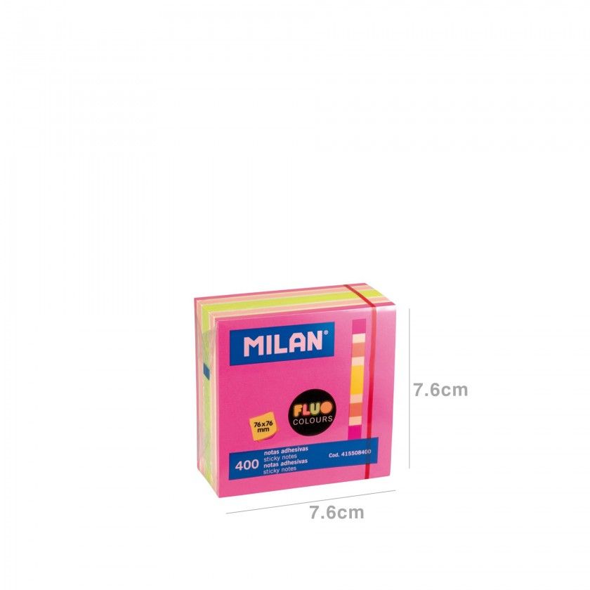 Bloco Notas Aderentes Milan Fluo Multicor 400 Folhas 76X76mm Bloco Notas Aderentes Milan Fluo Multicor 400 Folhas 76X76mm