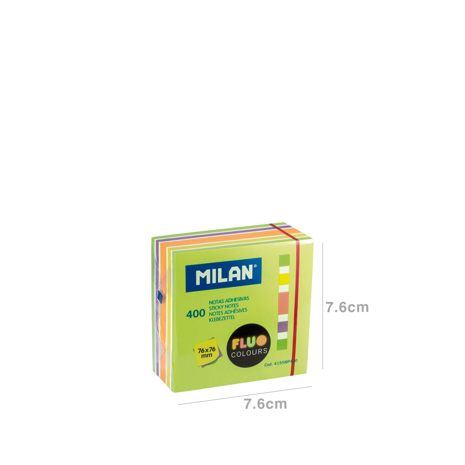 Bloco Notas Aderentes Milan Fluo Multicor 400 Folhas 76X76mm