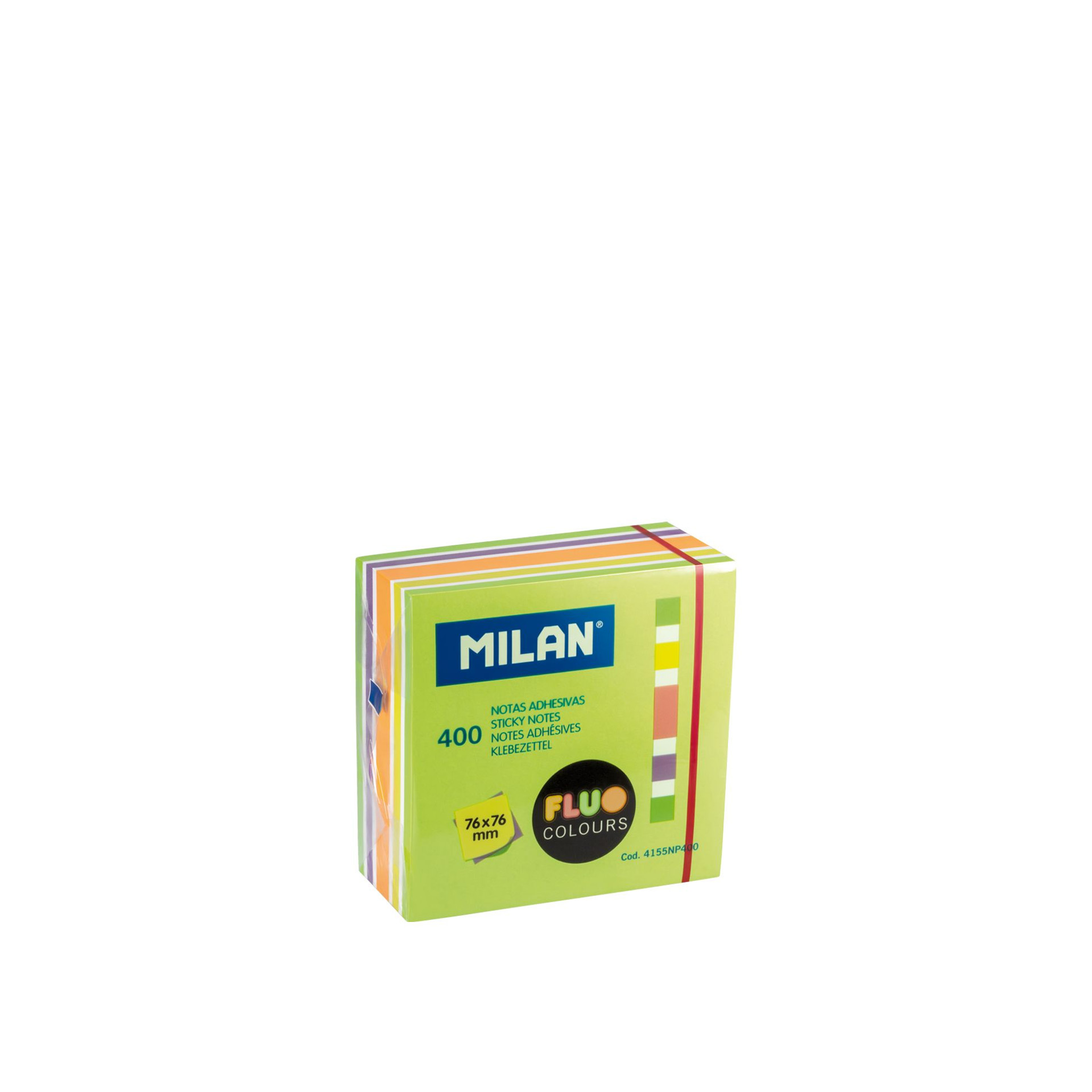 Bloco Notas Aderentes Milan Fluo Multicor 400 Folhas 76X76mm