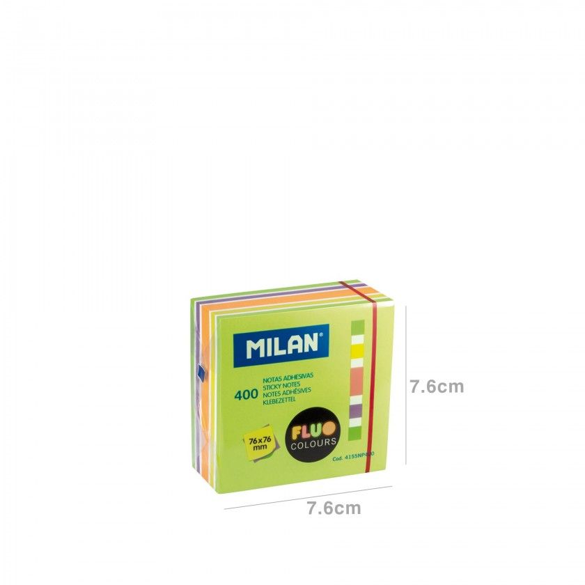 Bloco Notas Aderentes Milan Fluo Multicor 400 Folhas 76X76mm Bloco Notas Aderentes Milan Fluo Multicor 400 Folhas 76X76mm