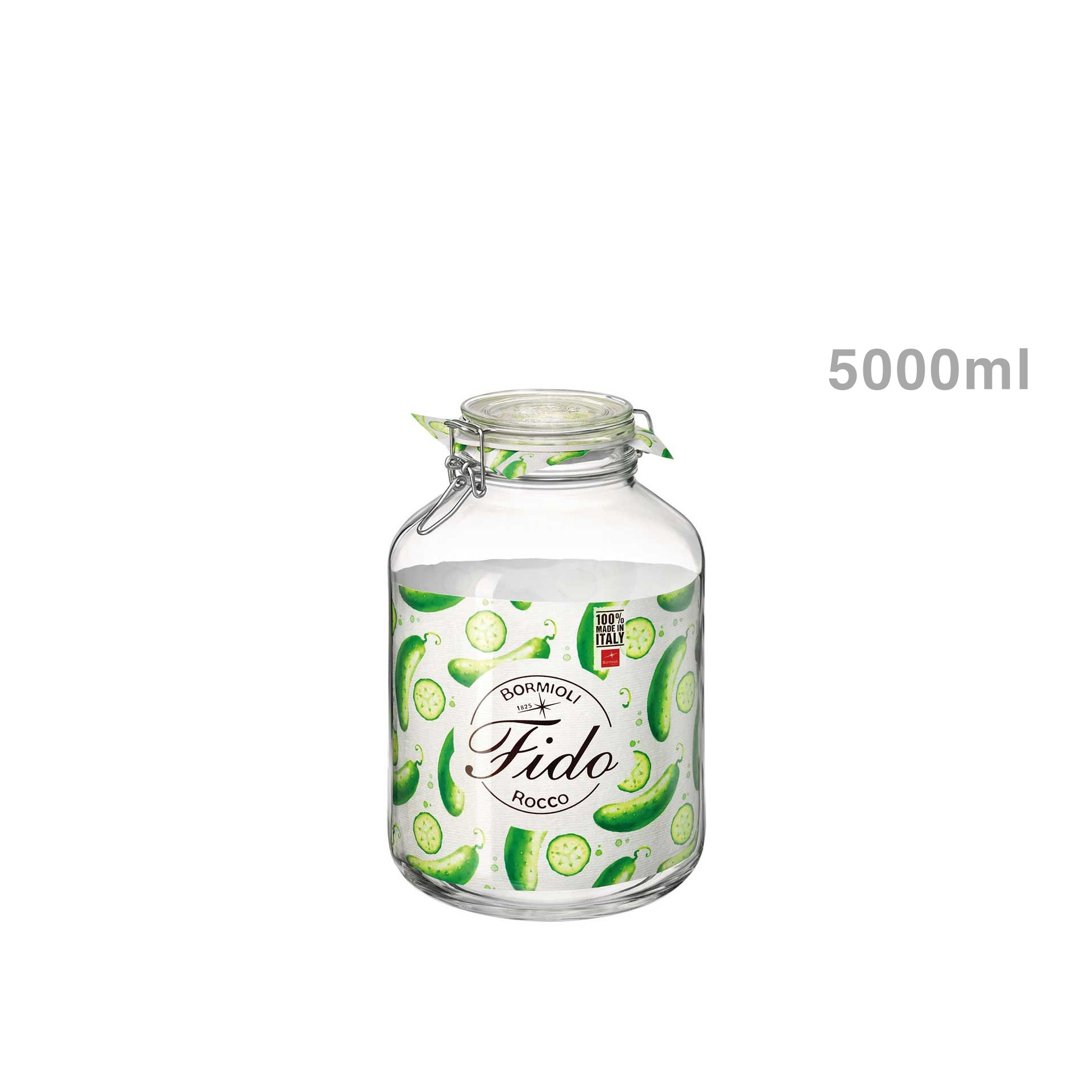 Frasco Hermético Fido com Tampa Fecho Metálico 5000ml 17.5X27.9cm