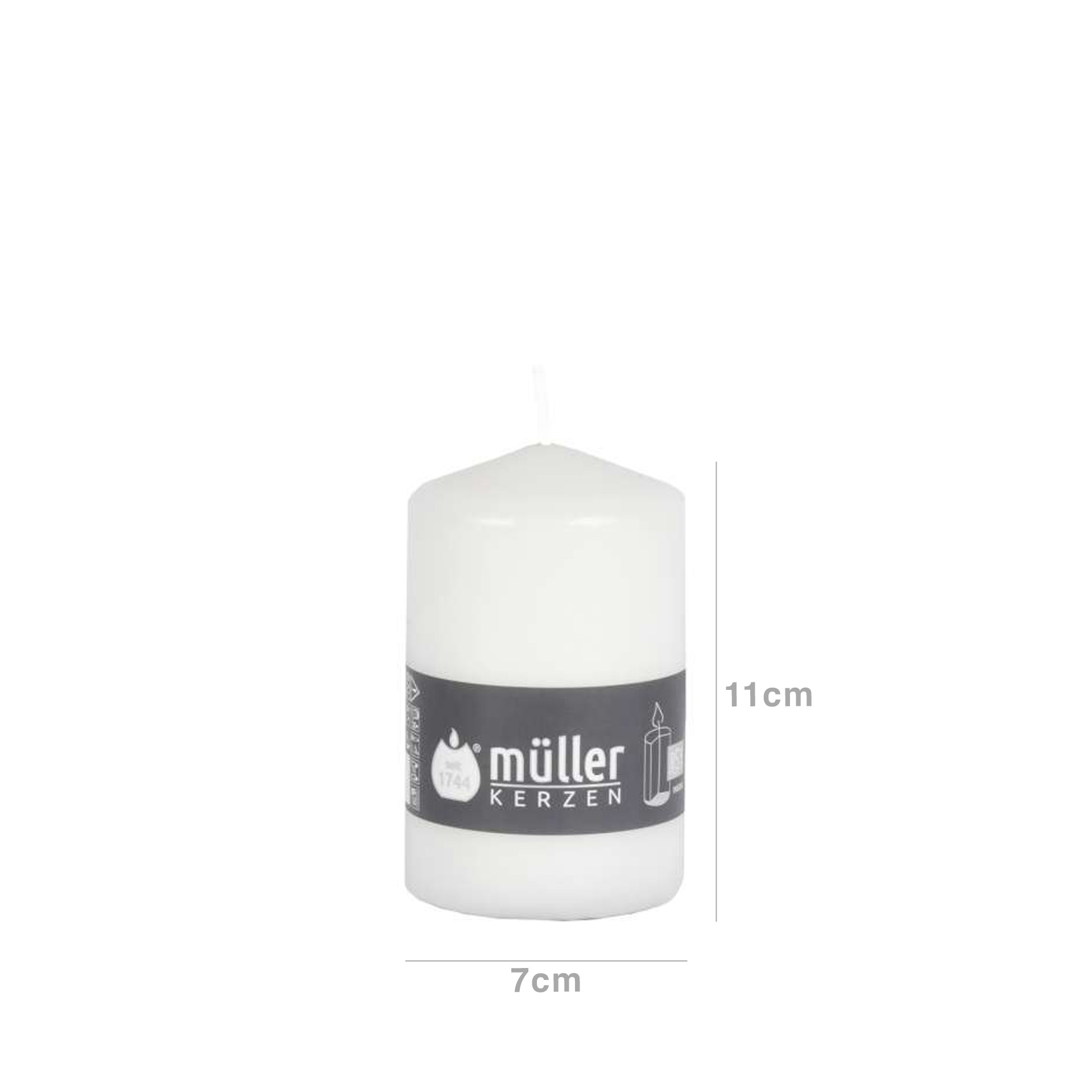 Vela Pilar Muller Redonda Branco 7X11cm