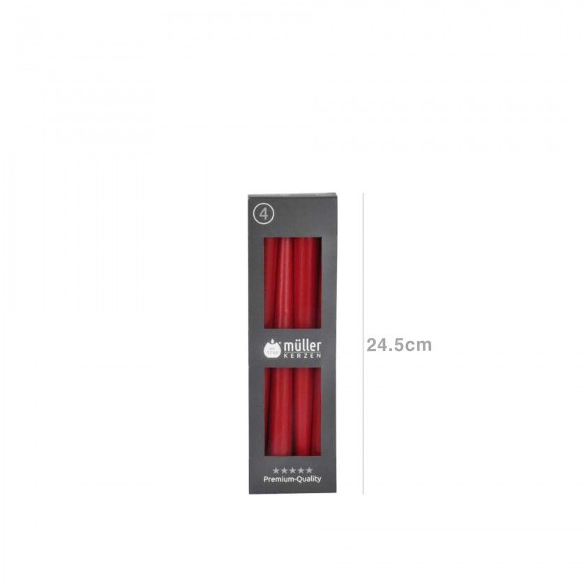 Vela Castiçal Vermelho 24.5cm Pack 4 Vela Castiçal Vermelho 24.5cm Pack 4
