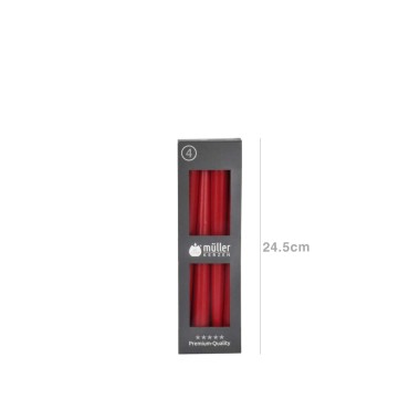 Vela Castiçal Vermelho 24.5cm Pack 4