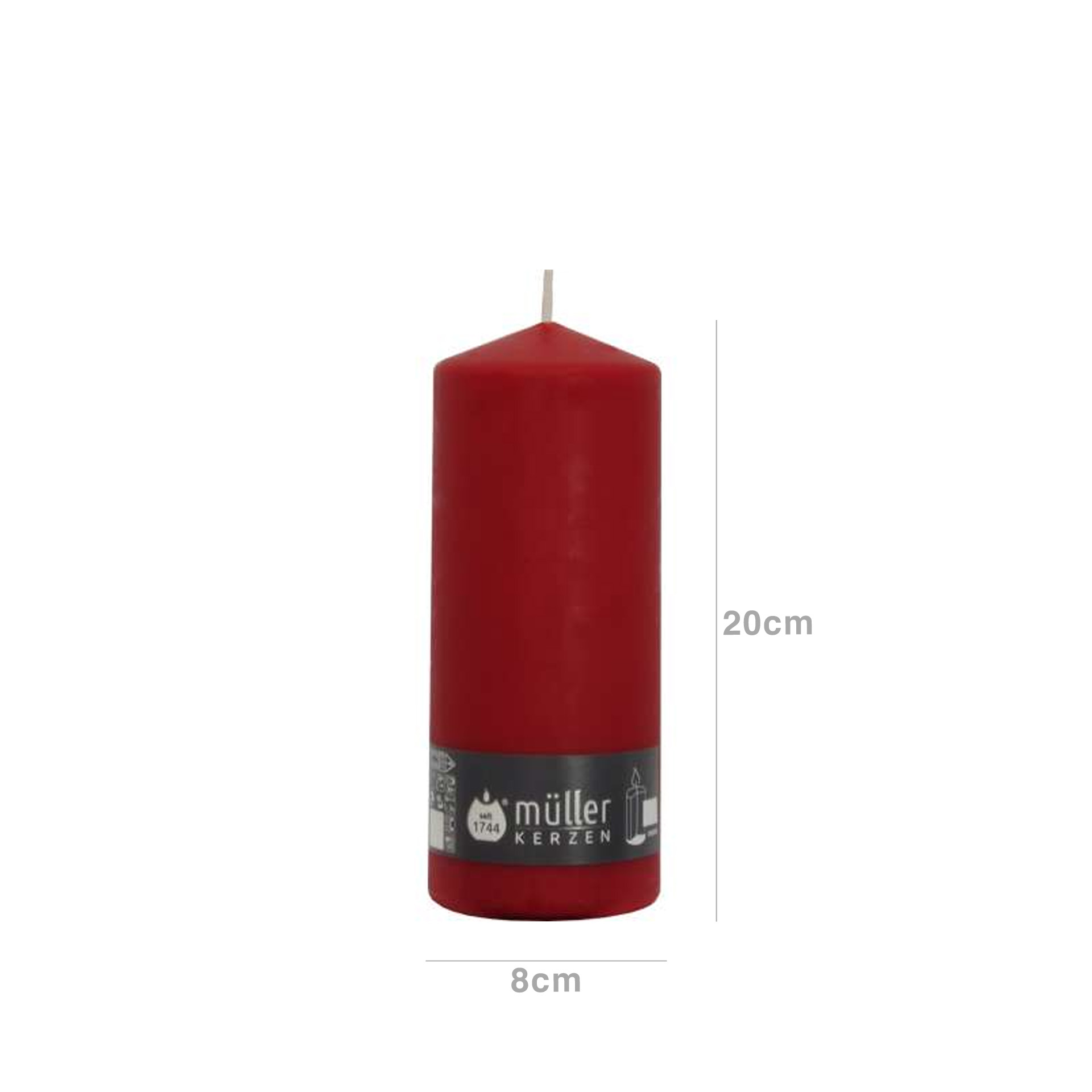 Vela Pilar Muller Redonda Vermelho 8X20cm