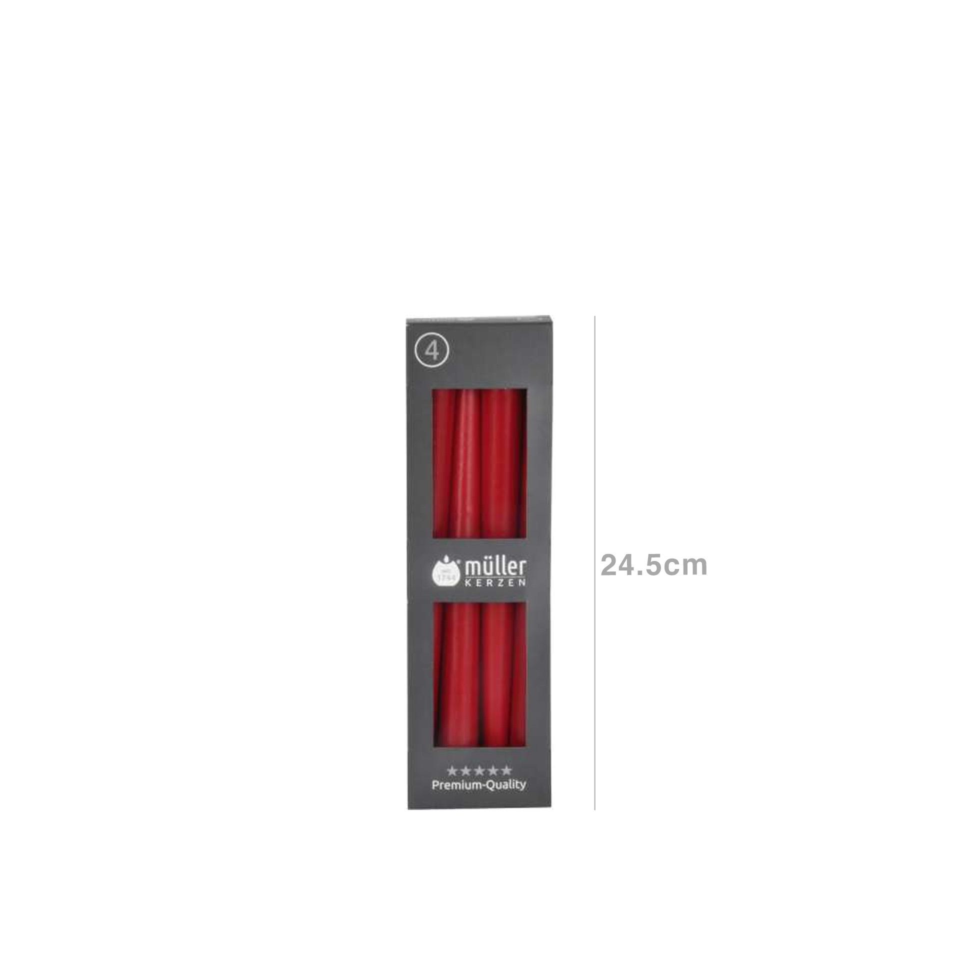 Vela Castiçal Vermelho 24.5cm Pack 4
