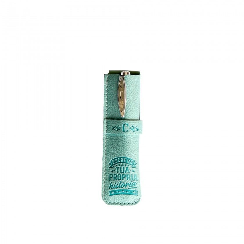 Caneta Bambu com Bolsa Letra C