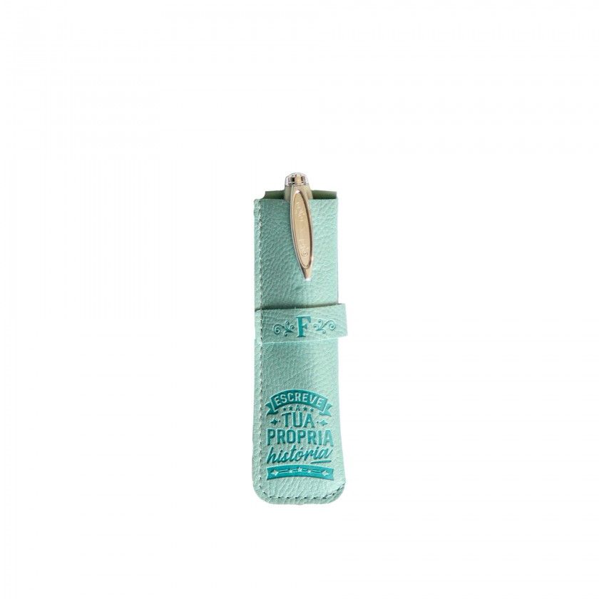 Caneta Bambu com Bolsa Letra F