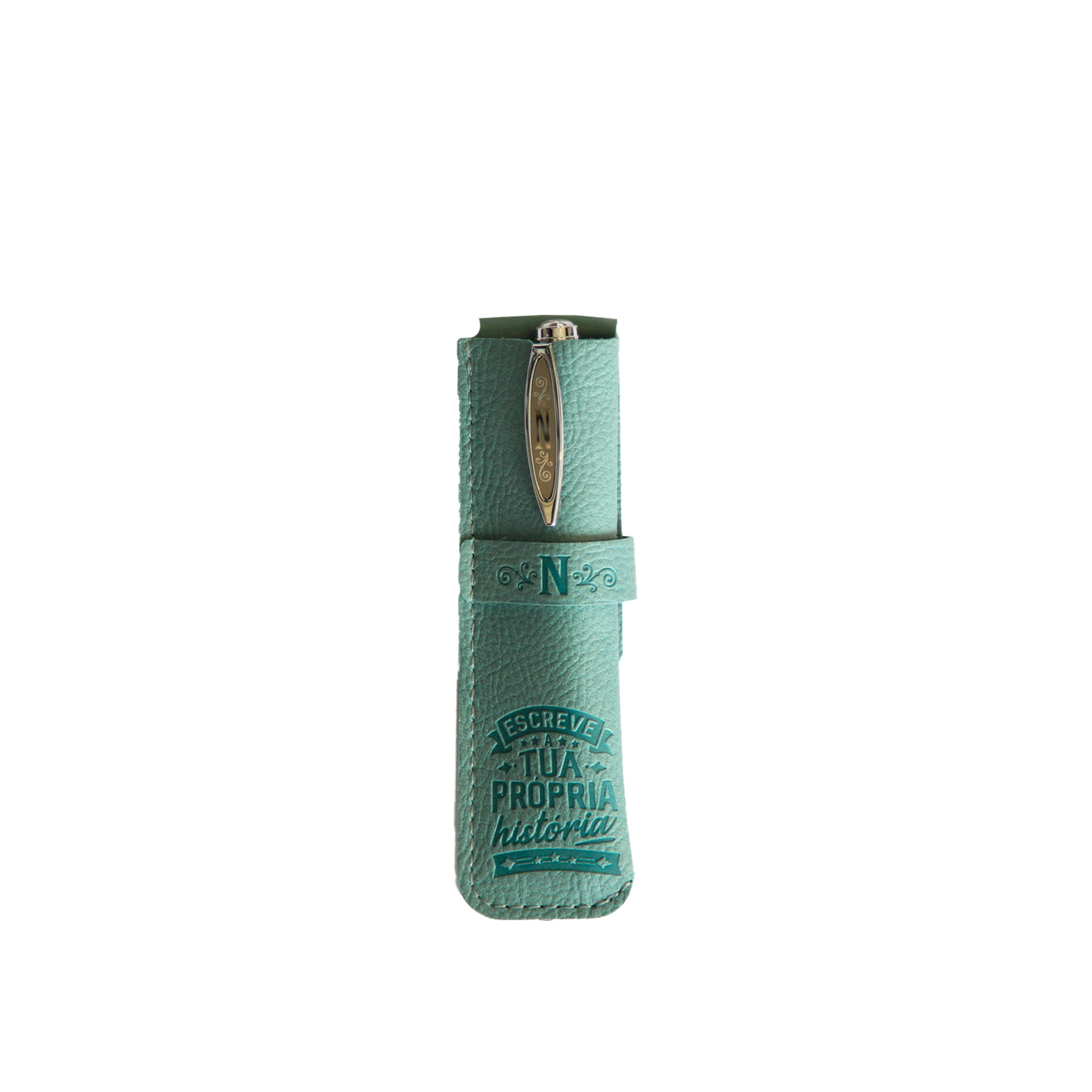 Caneta Bambu com Bolsa Letra N