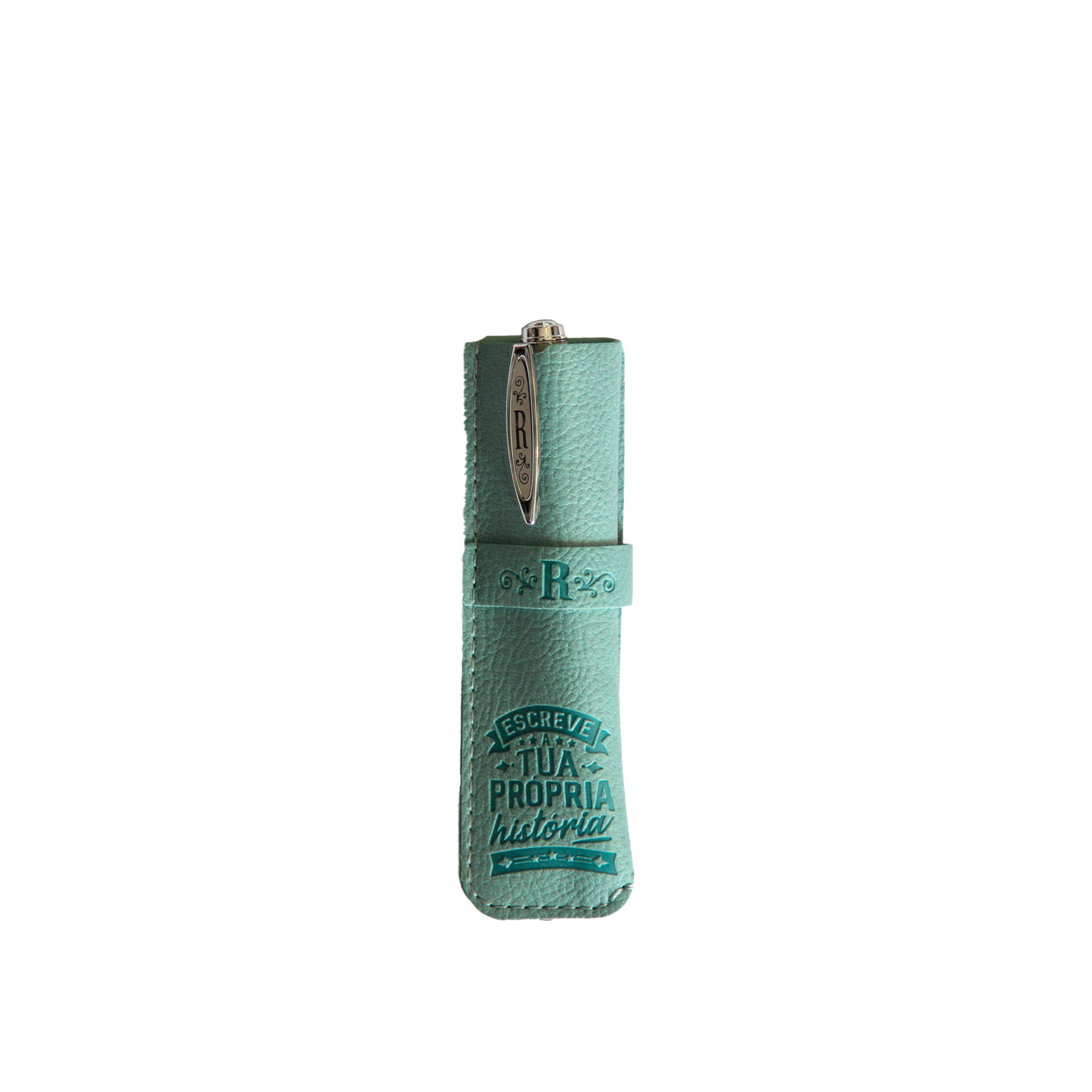 Caneta Bambu com Bolsa Letra R