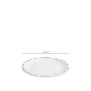 Prato Porcelana Sobremesa Fio Azul 21CM