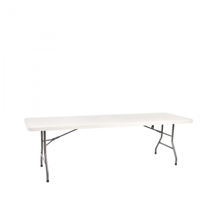 Mesa Dobrável Plástico Julieta Branco 220X68X72cm Mesa Dobrável Plástico Julieta Branco 220X68X72cm